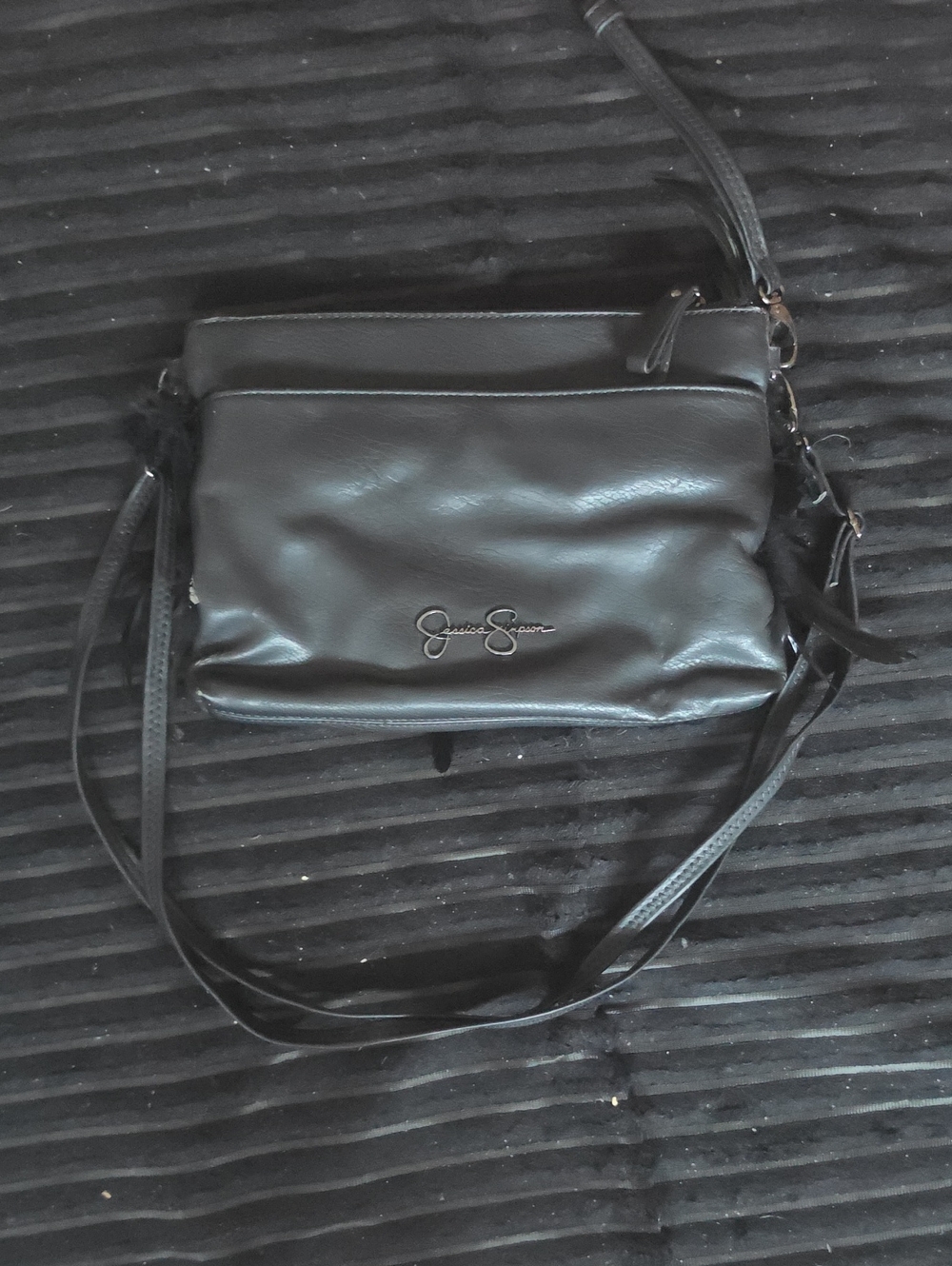 Jessica Simpson Black Faux Leather Shoulder Bag